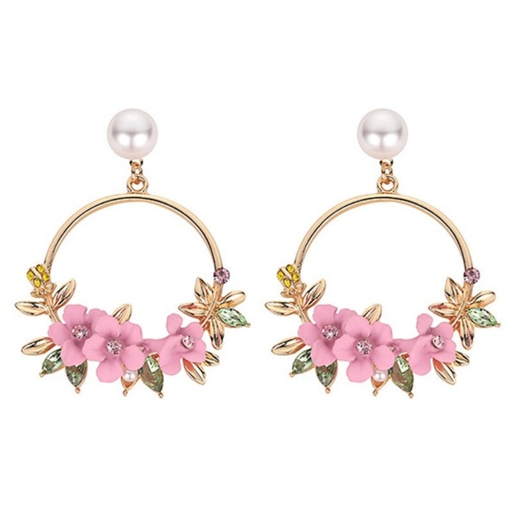 Pink Fashion Jewelry Pearl Earrings for Women Pearl Jewelry Pearl with 925 Sterling Silver Earrings,Stud Earrings Flowers Pearl Earring